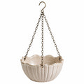 Hängeblumentopf Ø25 cm Keramik Creme mit Metallkette für Zimmerpflanzen