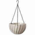 Hängeblumentopf 30 cm Keramik Beige mit Metallketten für Innen und Außen