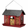 Vogelfutterhaus 30 x 25 x 35 cm aus Metall Rot Schwarz zum Aufhängen