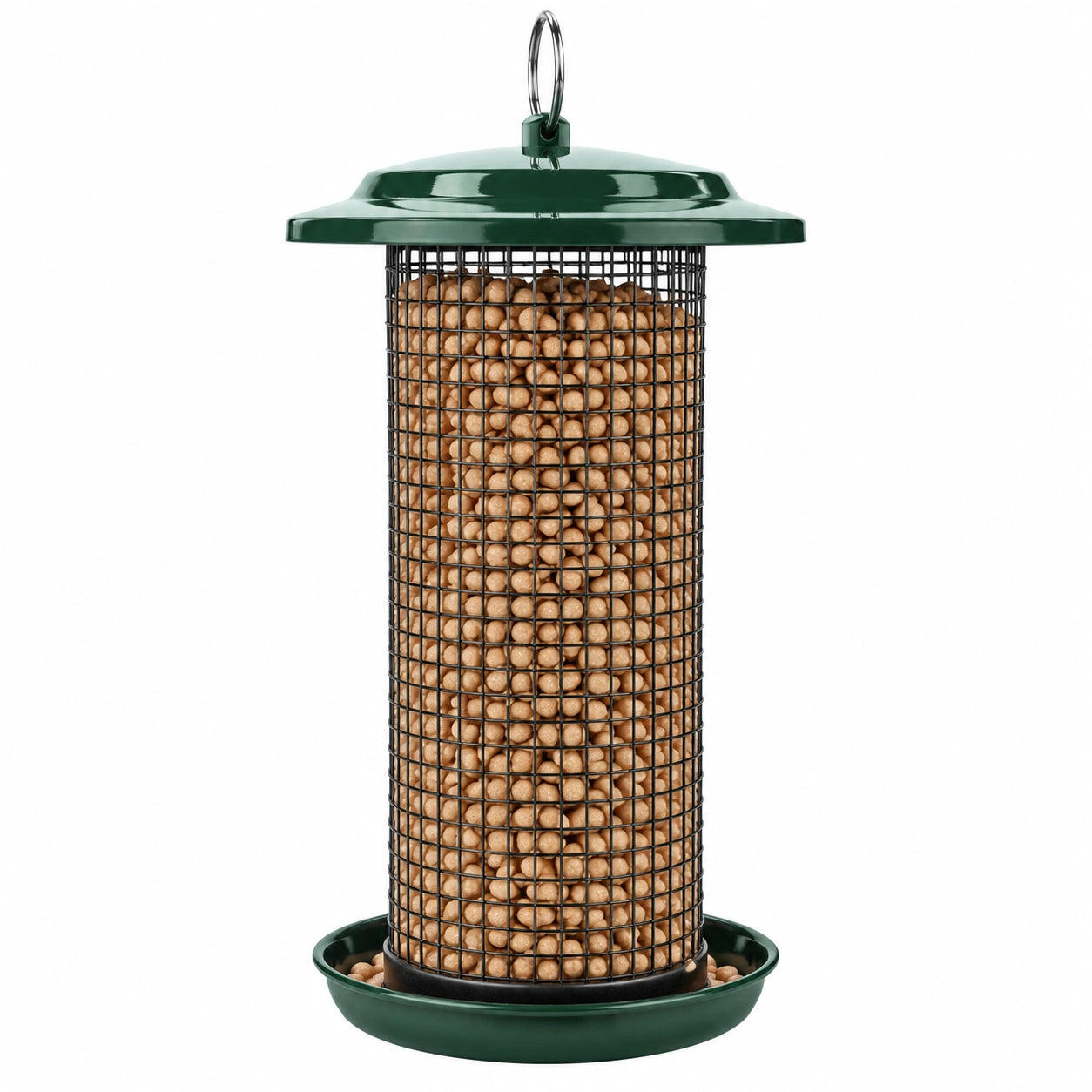 Vogelfutterspender 20 x 35 cm aus Metall Grün zum Aufhängen