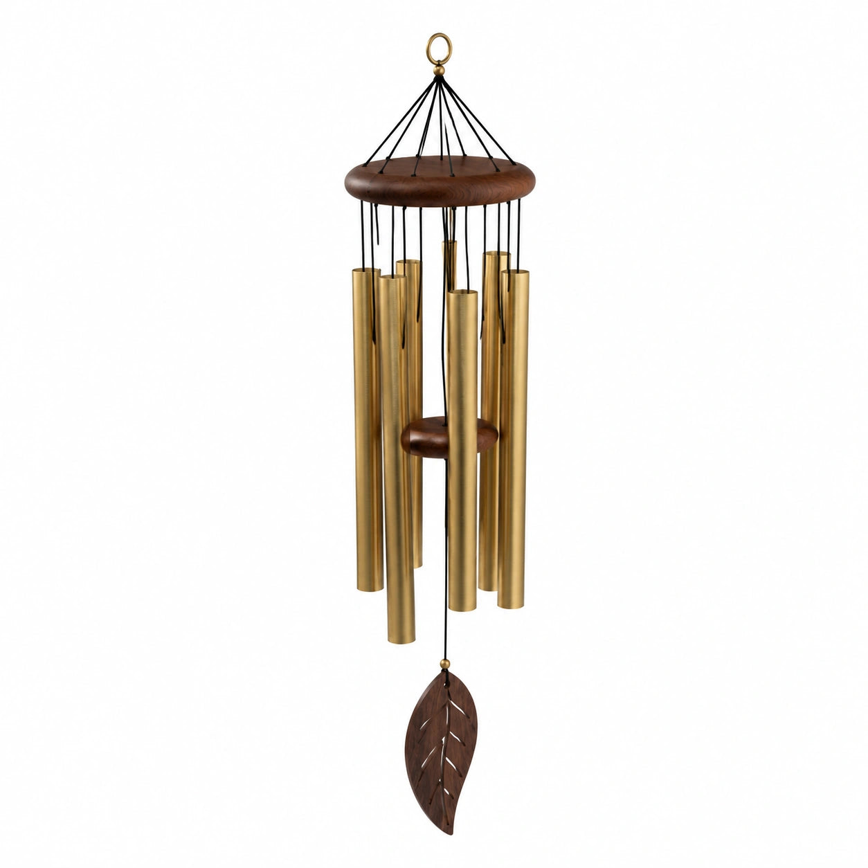 Windspiel 90 cm aus Metall und Holz in Goldbraun zum Aufhängen