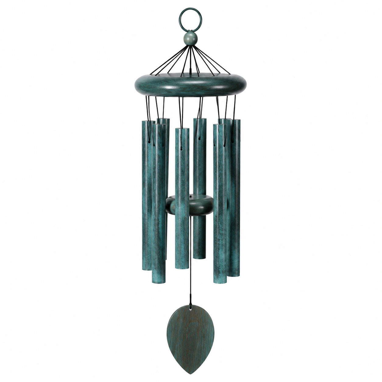 Windspiel 85 cm aus Metall in Türkis für Garten und Balkon