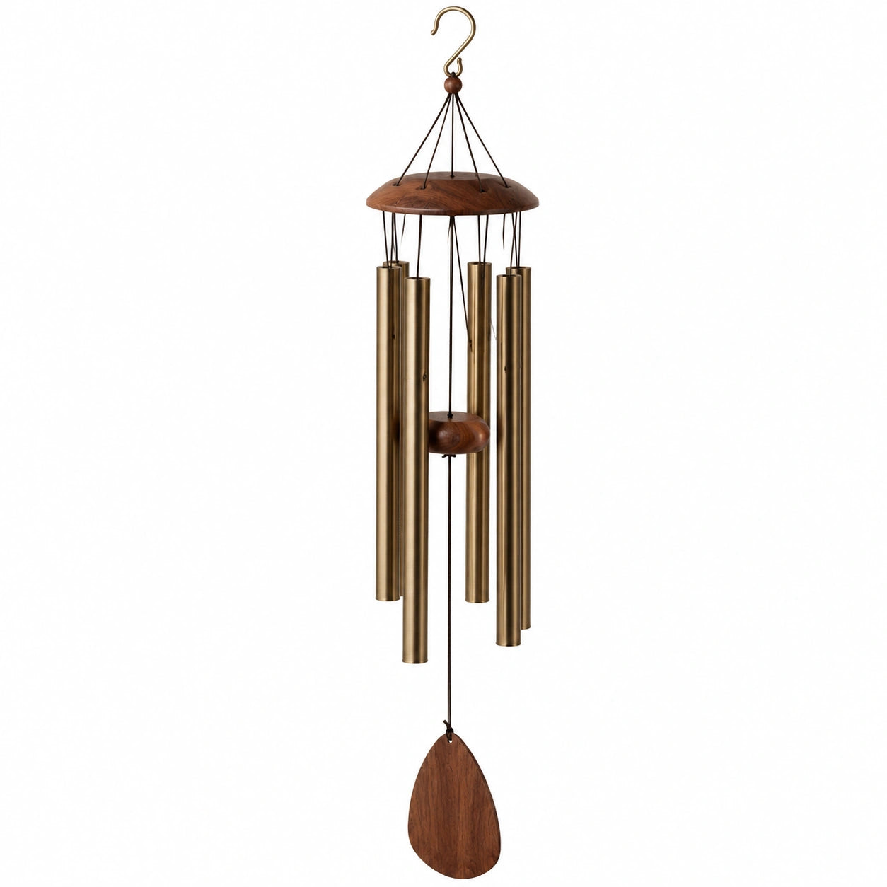 Windspiel 85 cm aus Metall und Holz in Braun Gold zum Aufhängen