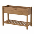 Hochbeet 100 x 50 x 80 cm aus Holz Braun mit Ablage für Garten