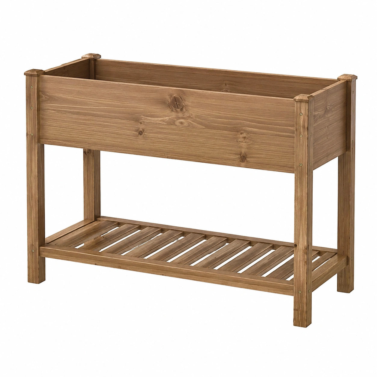 Hochbeet 100 x 50 x 80 cm aus Holz Braun mit Ablage für Garten