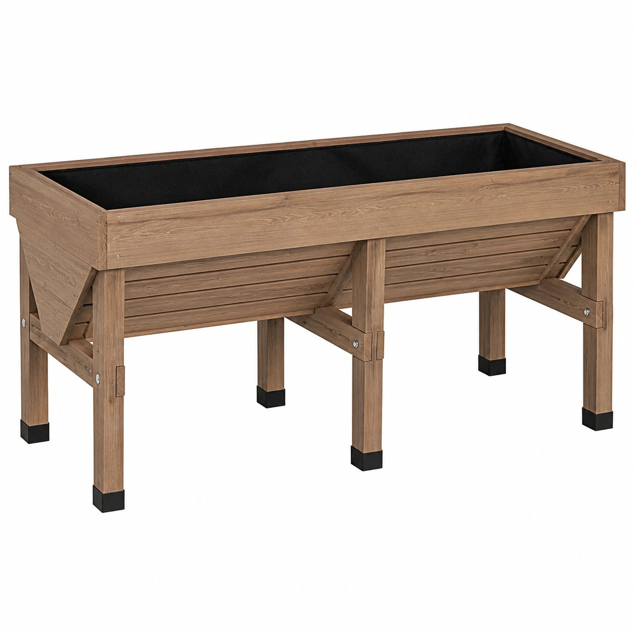 Hochbeet 120 x 60 x 80 cm Holz Braun mit Pflanzfolie freistehend