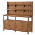 Gartenarbeitstisch 120 x 50 x 180 cm Holz Braun mit Rückwand Regalen und Stauraum