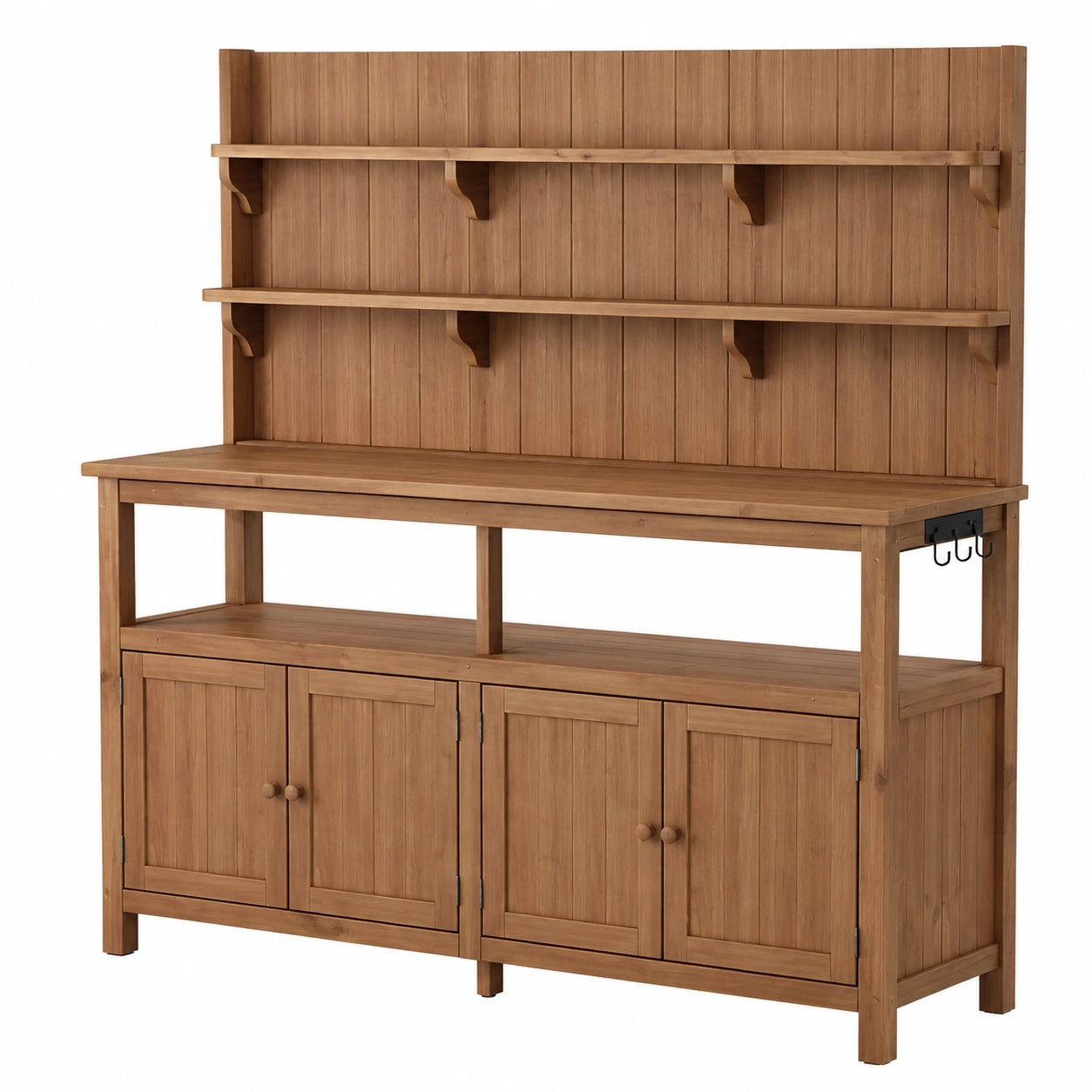 Gartenarbeitstisch 120 x 50 x 180 cm Holz Braun mit Rückwand Regalen und Stauraum